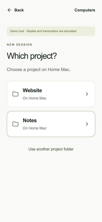 Which project screen with Website and Notes cards on Home Mac